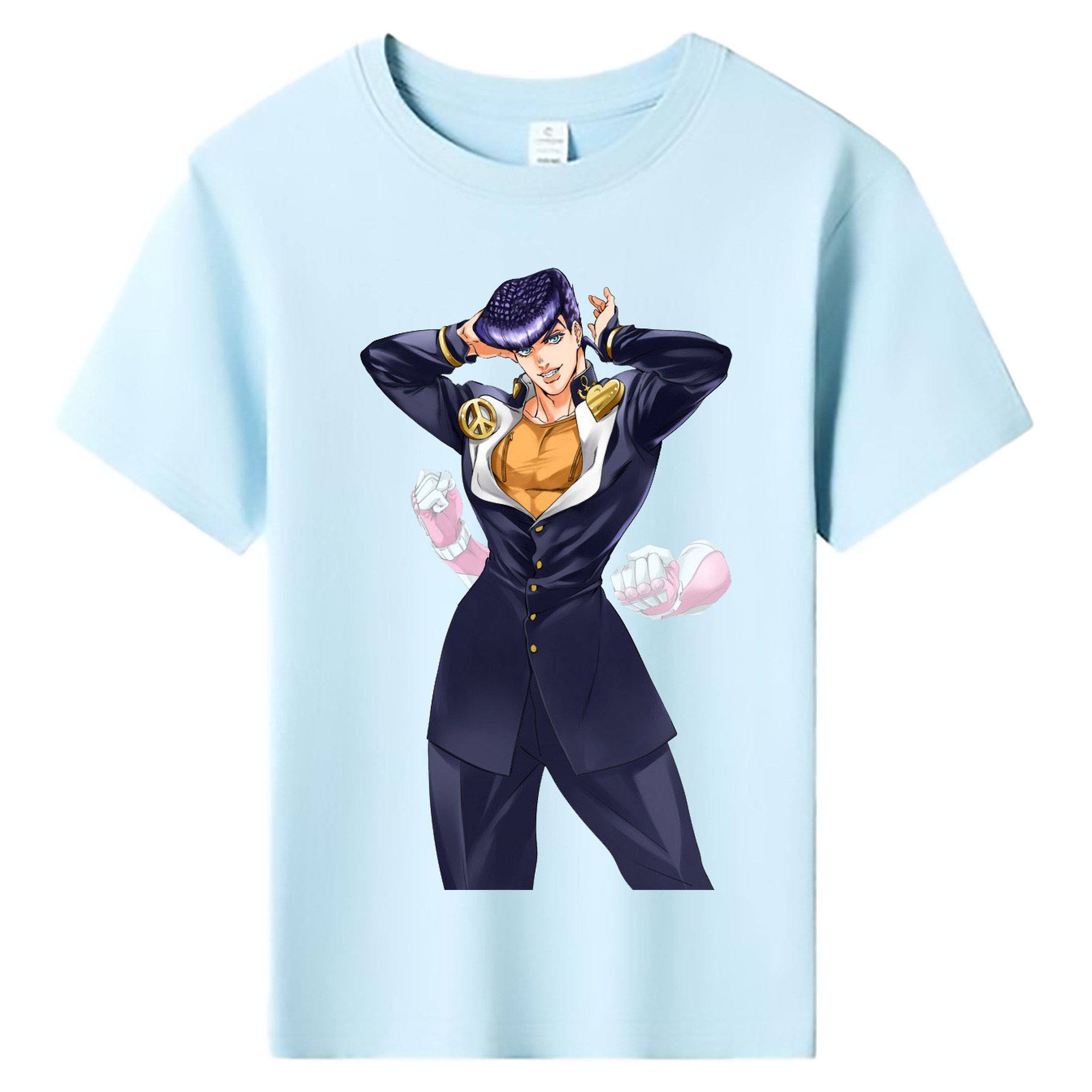 （画像用） ジョジョの奇妙な冒険 ひがしかた じょうすけ JoJo's Bizarre Adventure Higashikata Josuke 綿100％キッズTシャツ（フロントプリント）